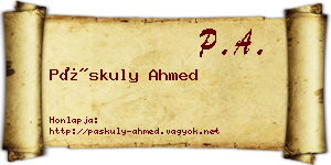 Páskuly Ahmed névjegykártya